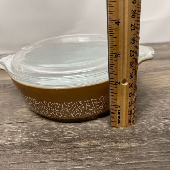 Vintage Pyrex Butterfly Gold II 1 Pint Dish w/Lid - Picture 4 of 6